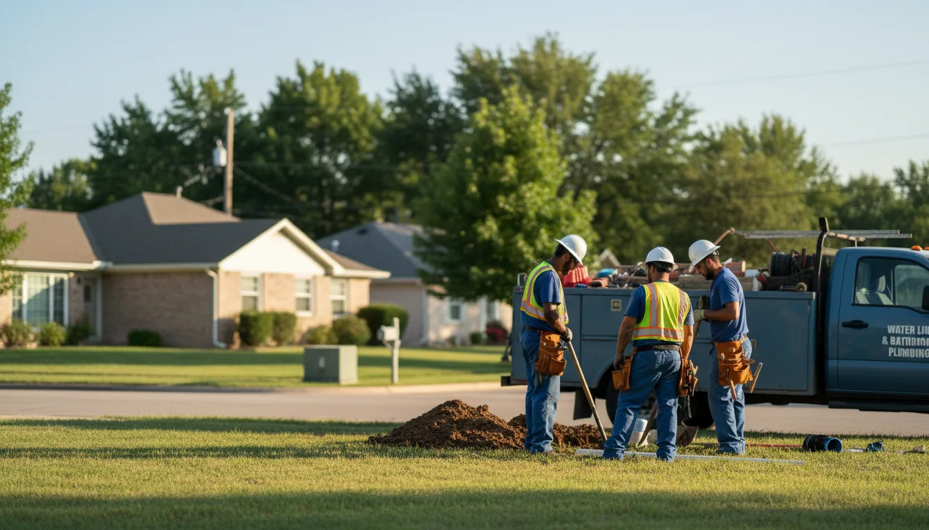Residential water line and bathroom plumbing service in Oldenburg, IN